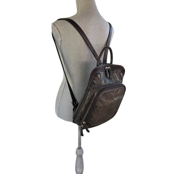 Osgoode Marley RFID Organizer Leather Backpack Storm Gray $310 Retail - Picture 5 of 9
